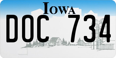 IA license plate DOC734