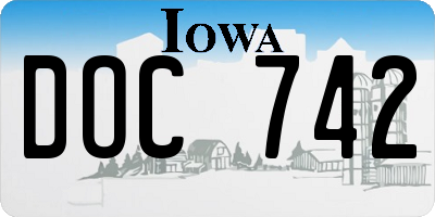 IA license plate DOC742