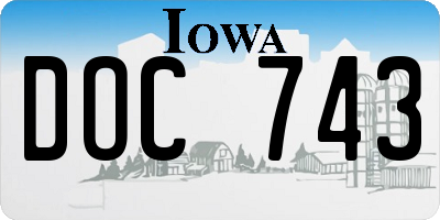 IA license plate DOC743