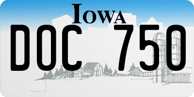 IA license plate DOC750