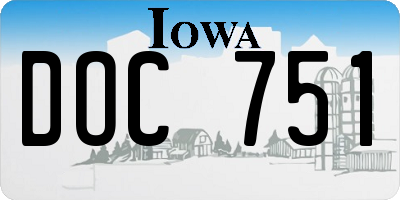 IA license plate DOC751