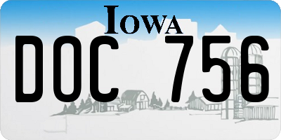 IA license plate DOC756