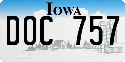 IA license plate DOC757