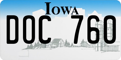 IA license plate DOC760