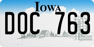IA license plate DOC763