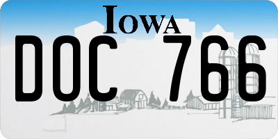 IA license plate DOC766