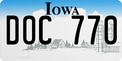 IA license plate DOC770