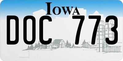 IA license plate DOC773