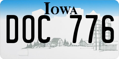 IA license plate DOC776