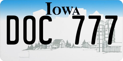 IA license plate DOC777