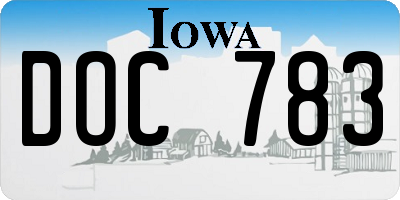 IA license plate DOC783