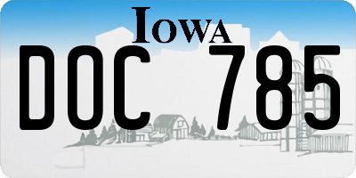 IA license plate DOC785