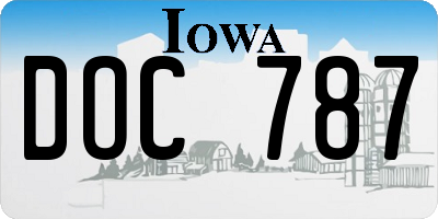 IA license plate DOC787
