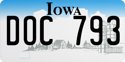 IA license plate DOC793