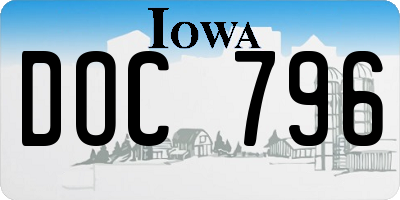 IA license plate DOC796