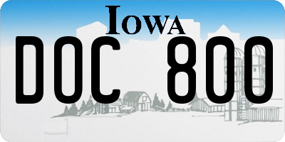 IA license plate DOC800