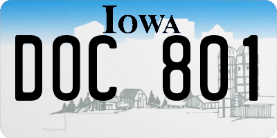 IA license plate DOC801