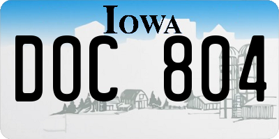 IA license plate DOC804