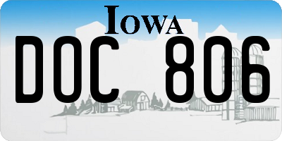 IA license plate DOC806