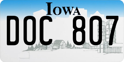 IA license plate DOC807