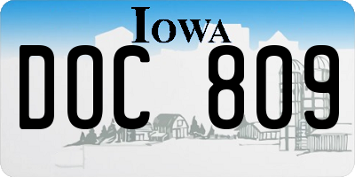 IA license plate DOC809