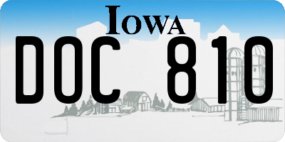 IA license plate DOC810