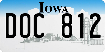 IA license plate DOC812