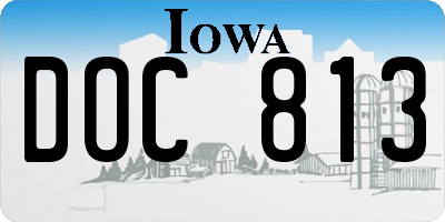 IA license plate DOC813