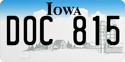 IA license plate DOC815