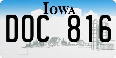 IA license plate DOC816