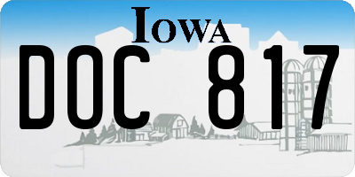 IA license plate DOC817