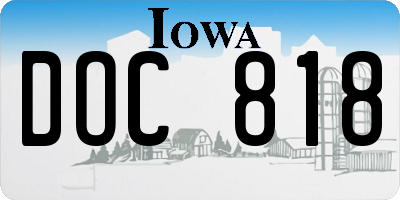 IA license plate DOC818