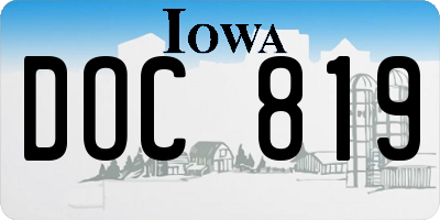 IA license plate DOC819