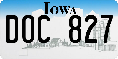IA license plate DOC827