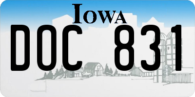 IA license plate DOC831