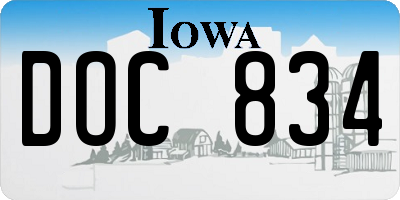 IA license plate DOC834