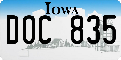 IA license plate DOC835