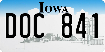 IA license plate DOC841