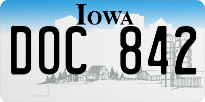 IA license plate DOC842