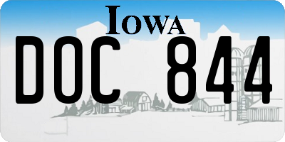 IA license plate DOC844