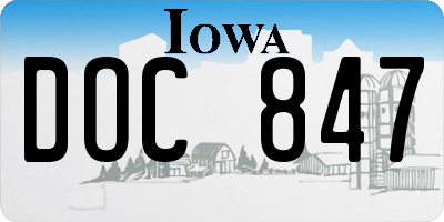 IA license plate DOC847