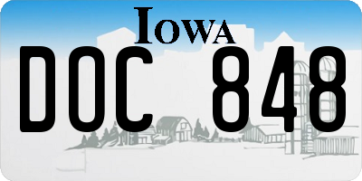 IA license plate DOC848