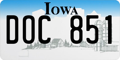 IA license plate DOC851