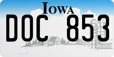 IA license plate DOC853