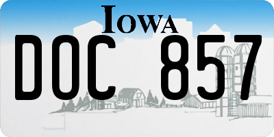 IA license plate DOC857
