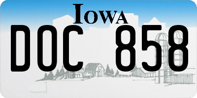 IA license plate DOC858