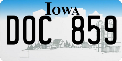 IA license plate DOC859