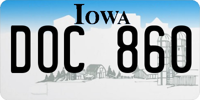 IA license plate DOC860
