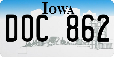 IA license plate DOC862