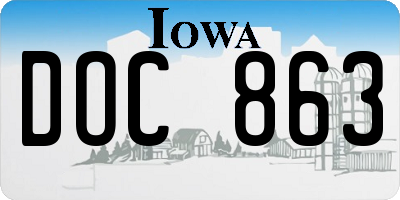 IA license plate DOC863